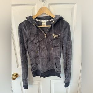 Vintage Victoria Secret Pink Velvet Zip Up Hoodie